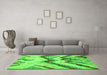 Machine Washable Abstract Green Modern Area Rugs in a Living Room,, wshabs2555grn