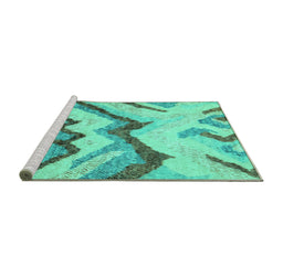 Sideview of Machine Washable Abstract Turquoise Modern Area Rugs, wshabs2555turq