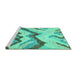 Sideview of Machine Washable Abstract Turquoise Modern Area Rugs, wshabs2555turq