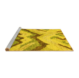 Sideview of Machine Washable Abstract Yellow Modern Rug, wshabs2555yw
