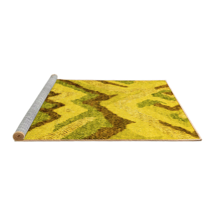 Sideview of Machine Washable Abstract Yellow Modern Rug, wshabs2555yw
