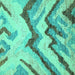 Square Abstract Turquoise Modern Rug, abs2555turq