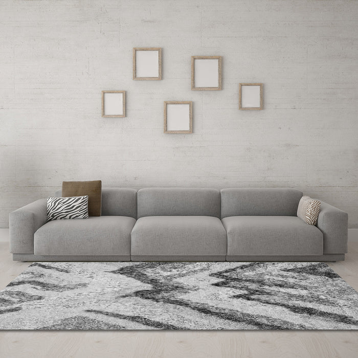 Machine Washable Abstract Gray Modern Rug in a Living Room,, wshabs2555gry