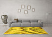 Machine Washable Abstract Yellow Modern Rug in a Living Room, wshabs2555yw