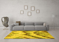 Machine Washable Abstract Yellow Modern Rug, wshabs2555yw