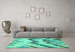 Machine Washable Abstract Turquoise Modern Area Rugs in a Living Room,, wshabs2555turq