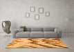 Machine Washable Abstract Orange Modern Area Rugs in a Living Room, wshabs2555org