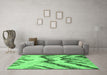 Machine Washable Abstract Emerald Green Modern Area Rugs in a Living Room,, wshabs2555emgrn