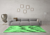 Machine Washable Abstract Emerald Green Modern Rug, wshabs2555emgrn