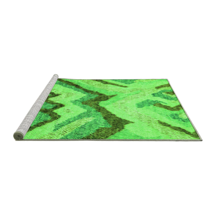Sideview of Machine Washable Abstract Green Modern Area Rugs, wshabs2555grn