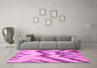 Machine Washable Abstract Pink Modern Rug, wshabs2555pnk