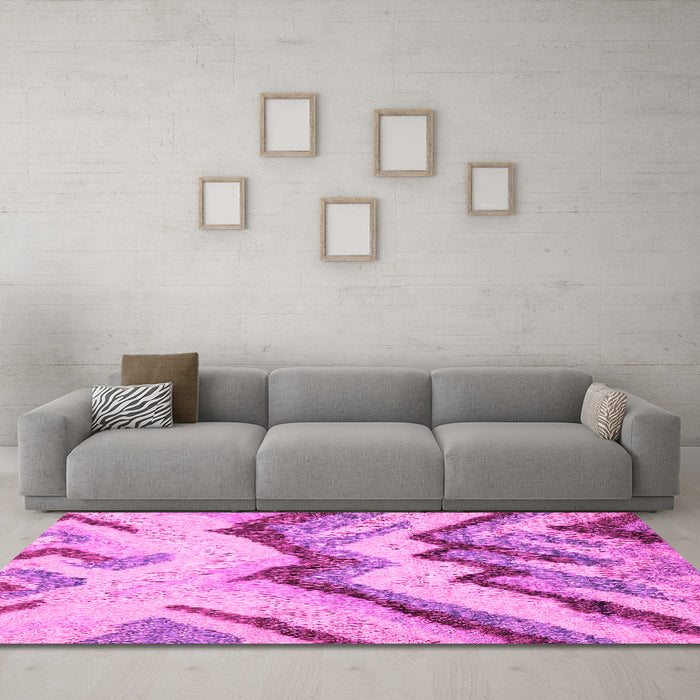 Machine Washable Abstract Pink Modern Rug in a Living Room, wshabs2555pnk