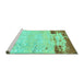 Sideview of Machine Washable Abstract Turquoise Modern Area Rugs, wshabs2556turq