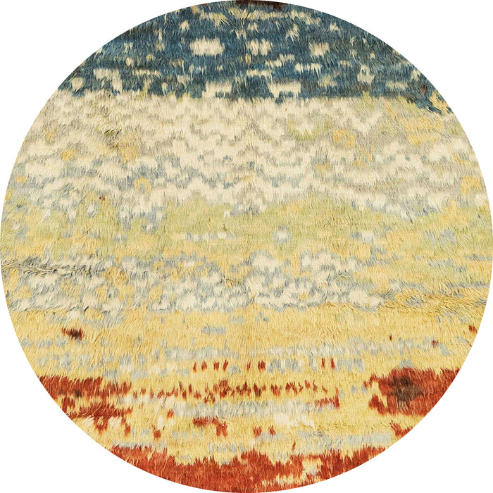 Round Abstract Dark Gold Brown Modern Rug, abs2556