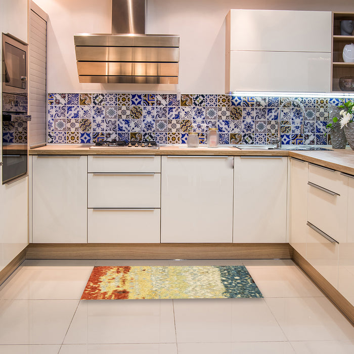 Machine Washable Abstract Dark Gold Brown Rug in a Kitchen, wshabs2556