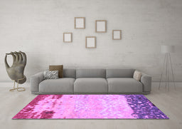 Machine Washable Abstract Purple Modern Area Rugs in a Living Room, wshabs2556pur