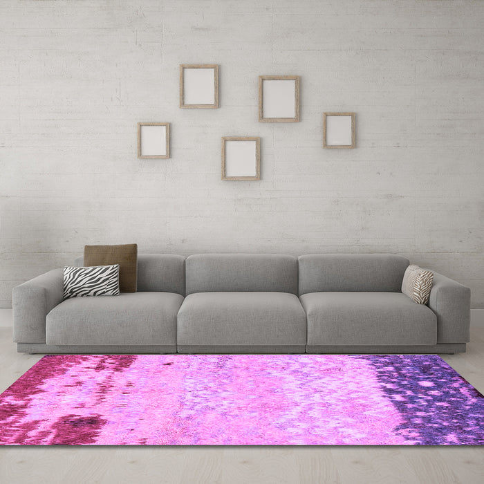 Machine Washable Abstract Purple Modern Area Rugs in a Living Room, wshabs2556pur