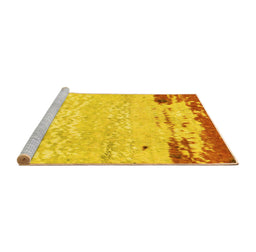 Sideview of Machine Washable Abstract Yellow Modern Rug, wshabs2556yw