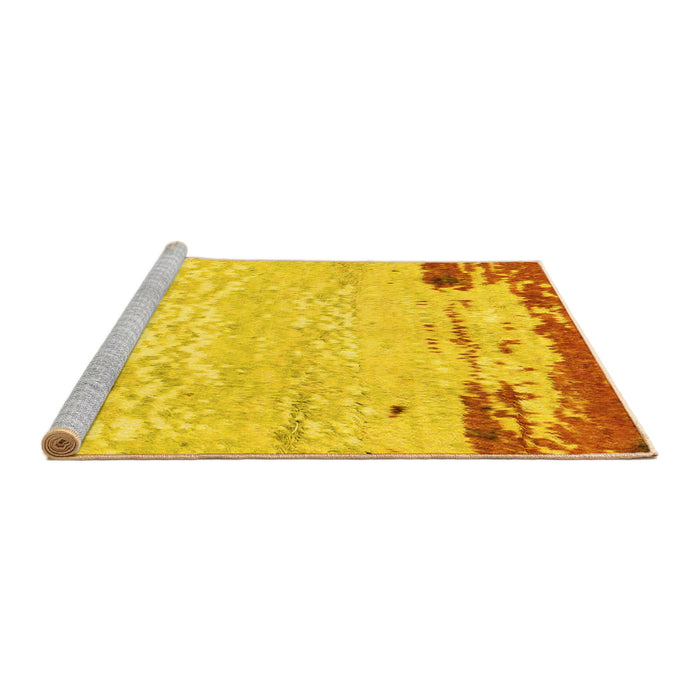 Sideview of Machine Washable Abstract Yellow Modern Rug, wshabs2556yw