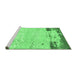 Sideview of Machine Washable Abstract Emerald Green Modern Area Rugs, wshabs2556emgrn