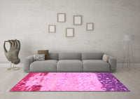 Machine Washable Abstract Pink Modern Rug, wshabs2556pnk