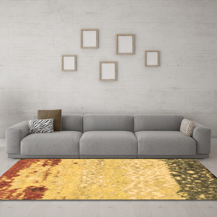 Machine Washable Abstract Brown Modern Rug in a Living Room,, wshabs2556brn