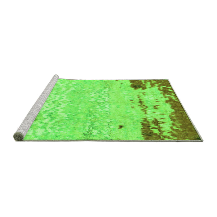Sideview of Machine Washable Abstract Green Modern Area Rugs, wshabs2556grn