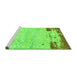 Sideview of Machine Washable Abstract Green Modern Area Rugs, wshabs2556grn