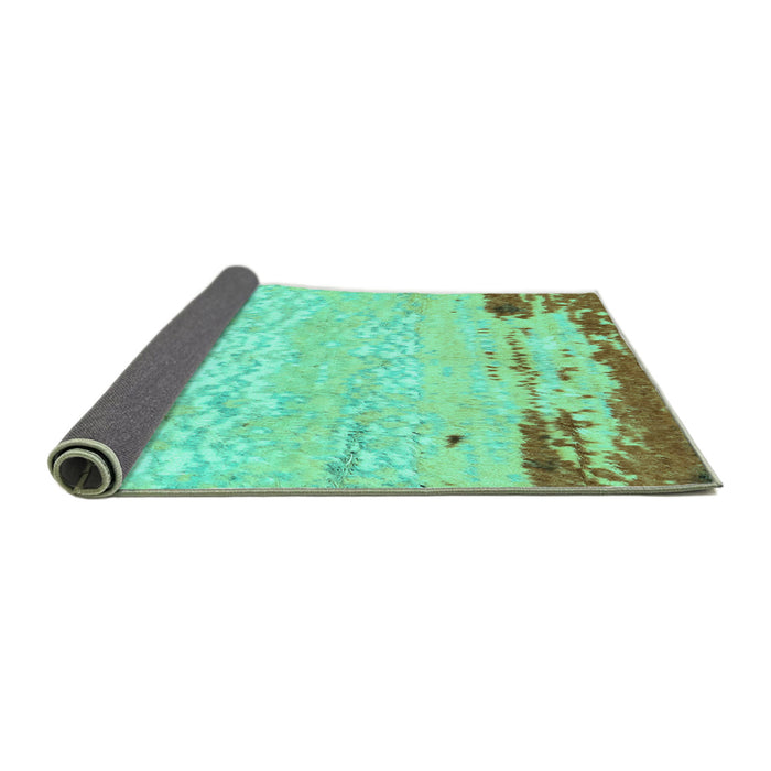 Sideview of Abstract Turquoise Modern Rug, abs2556turq