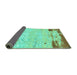 Sideview of Abstract Turquoise Modern Rug, abs2556turq