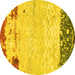 Round Abstract Yellow Modern Rug, abs2556yw