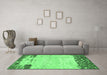 Machine Washable Abstract Emerald Green Modern Area Rugs in a Living Room,, wshabs2556emgrn