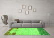 Machine Washable Abstract Green Modern Area Rugs in a Living Room,, wshabs2556grn