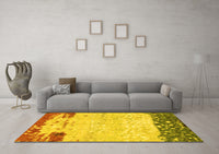 Machine Washable Abstract Yellow Modern Rug, wshabs2556yw