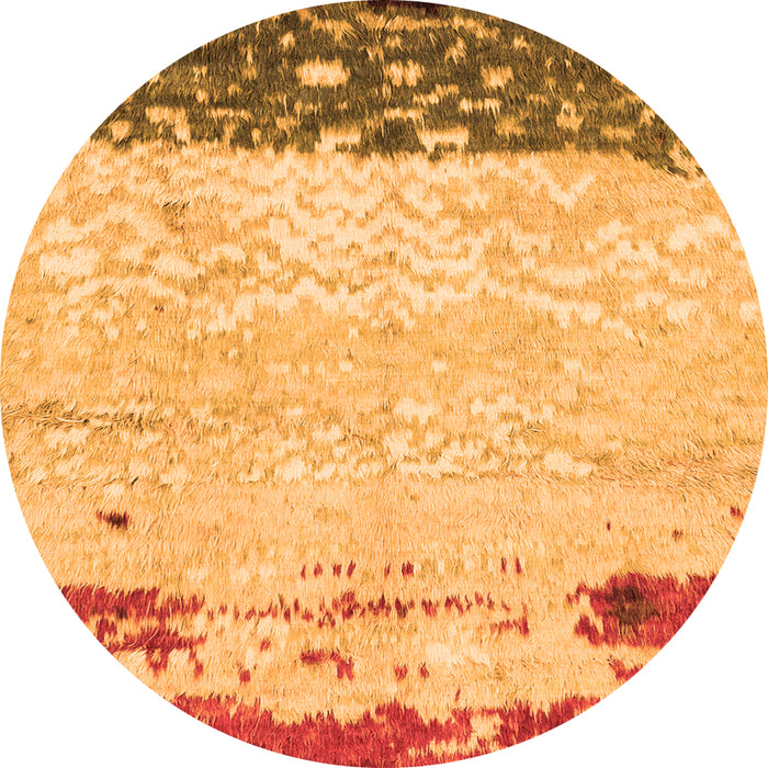 Round Machine Washable Abstract Orange Modern Area Rugs, wshabs2556org