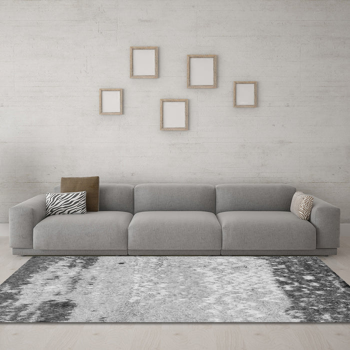Machine Washable Abstract Gray Modern Rug in a Living Room,, wshabs2556gry