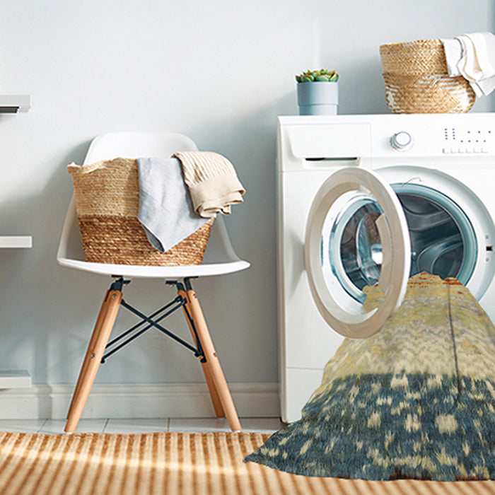 Machine Washable Abstract Dark Gold Brown Rug in a Washing Machine, wshabs2556