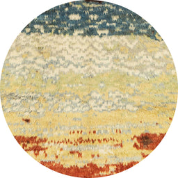Round Machine Washable Abstract Dark Gold Brown Rug, wshabs2556