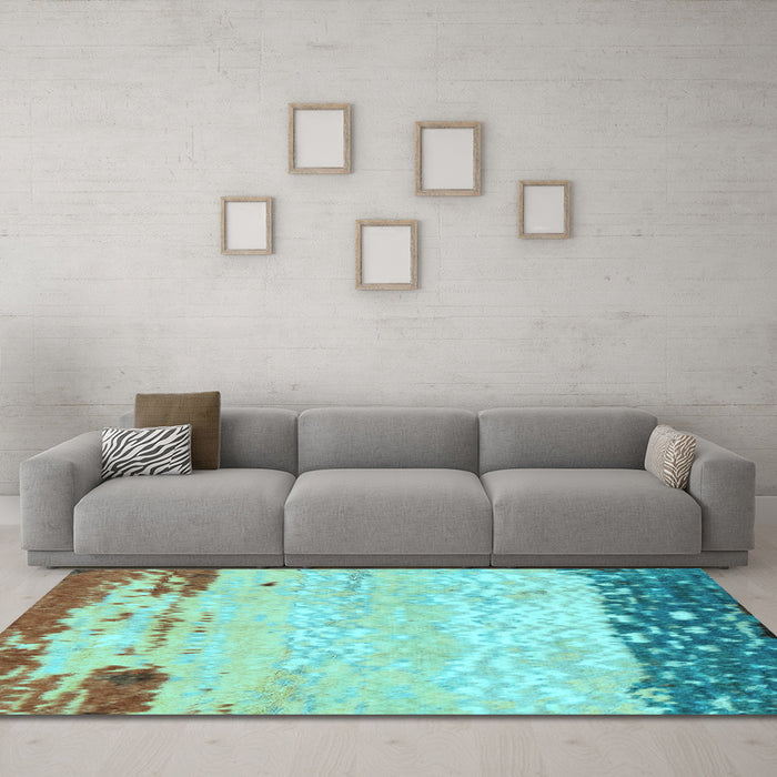 Machine Washable Abstract Light Blue Modern Rug in a Living Room, wshabs2556lblu