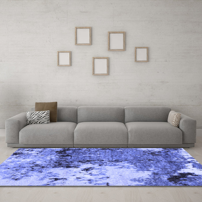 Machine Washable Abstract Blue Modern Rug in a Living Room, wshabs2557blu