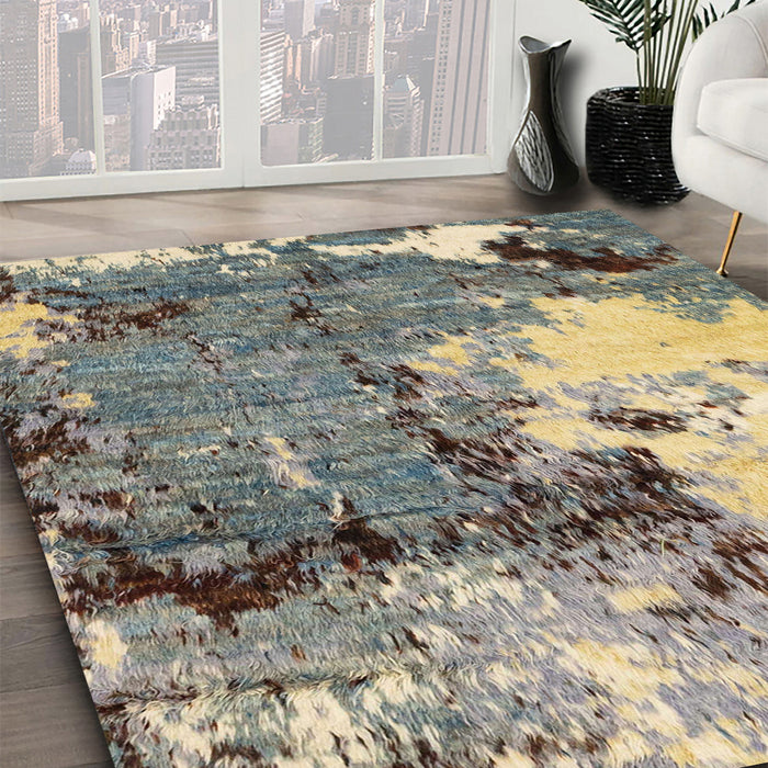 Machine Washable Abstract Ash Gray Rug in a Family Room, wshabs2557