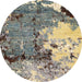 Round Abstract Ash Gray Modern Rug, abs2557