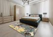 Abstract Ash Gray Modern Rug in a Bedroom, abs2557