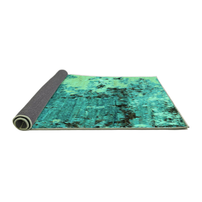 Sideview of Abstract Turquoise Modern Rug, abs2557turq