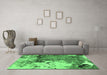 Machine Washable Abstract Emerald Green Modern Area Rugs in a Living Room,, wshabs2557emgrn