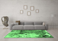 Machine Washable Abstract Emerald Green Modern Rug, wshabs2557emgrn