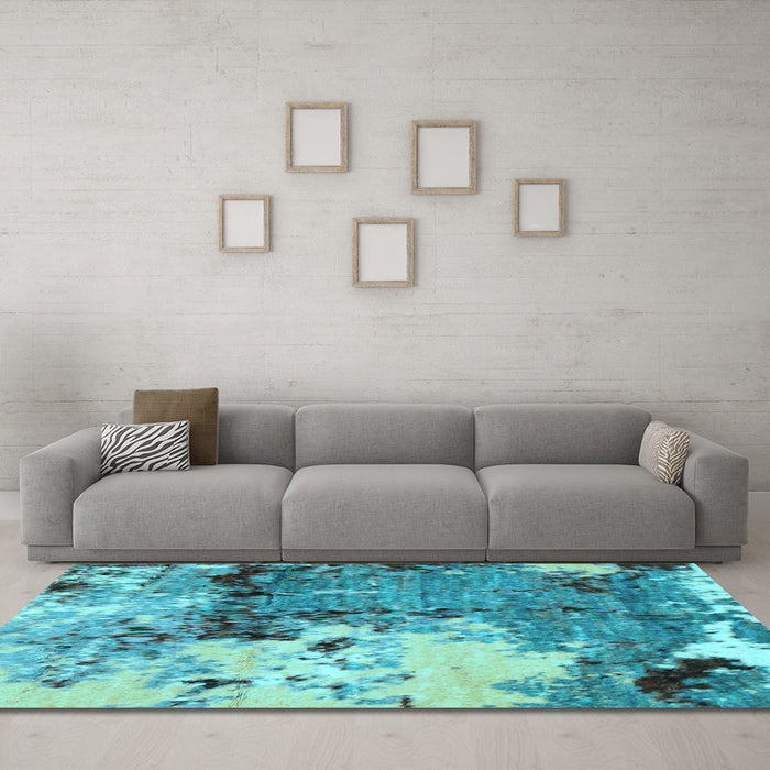 Machine Washable Abstract Light Blue Modern Rug in a Living Room, wshabs2557lblu