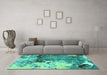 Machine Washable Abstract Turquoise Modern Area Rugs in a Living Room,, wshabs2557turq