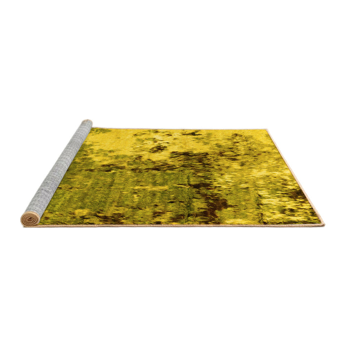 Sideview of Machine Washable Abstract Yellow Modern Rug, wshabs2557yw