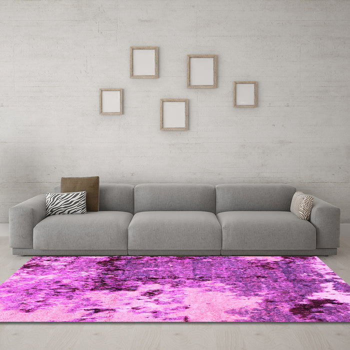 Machine Washable Abstract Pink Modern Rug in a Living Room, wshabs2557pnk